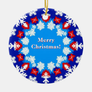 Schneeflocken- und Geschenkmuster Keramik Ornament