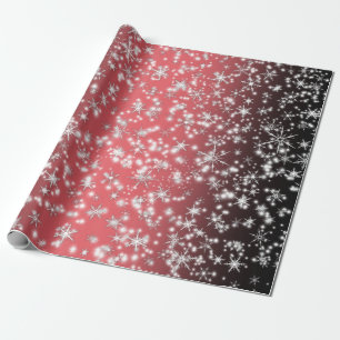 Schneeflocken und Glitzern über Sonnenuntergang Geschenkpapier