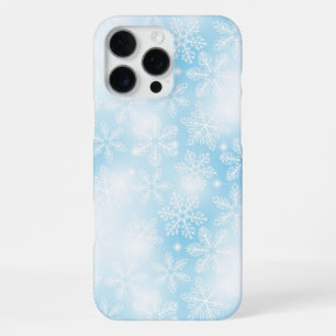 Schneeflocken und Lichter auf Blau iPhone 16 Pro Max Hülle