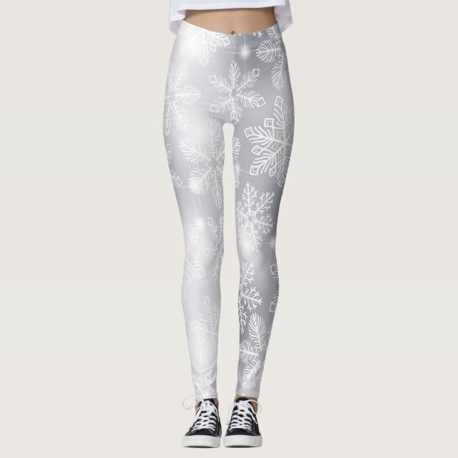 Schneeflocken und Lichter Leggings (Vorderseite)