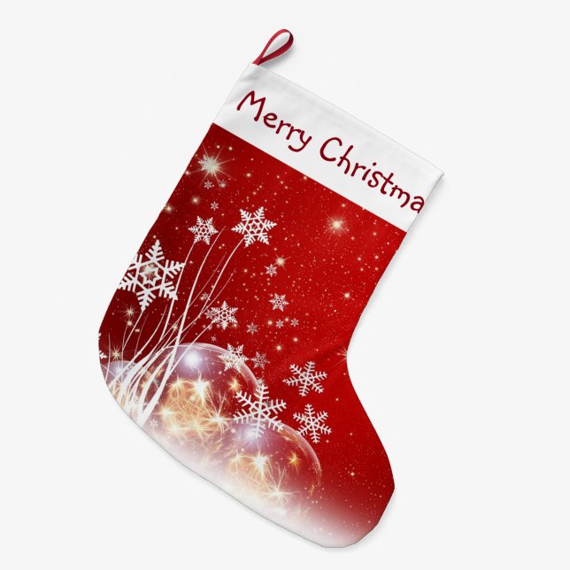 Schneeflocken und Ornamente Großer Weihnachtsstrumpf (Vorderansicht (hängend))