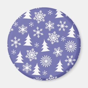 Schneeflocken und Pinienbäume Muster Magnet