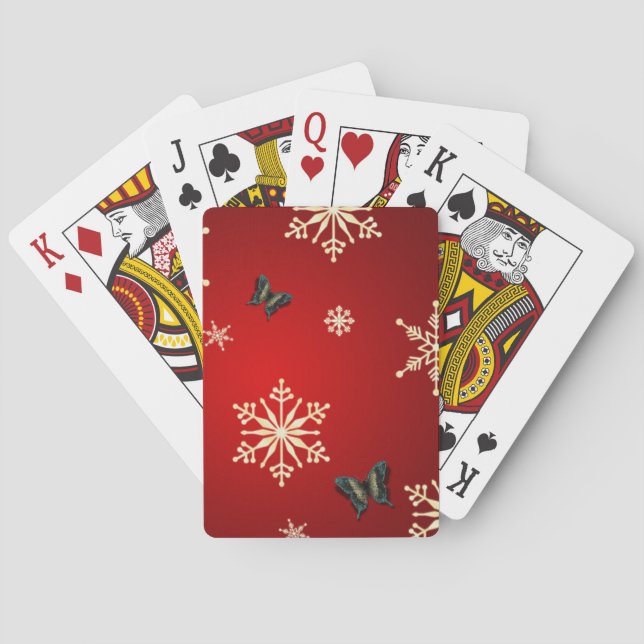Schneeflocken und Schmetterlinge Spielkarten (Rückseite)