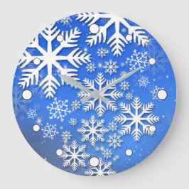 Schneeflocken und Sterne Große Wanduhr