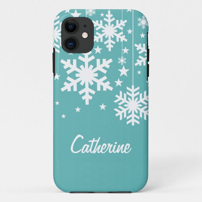 Schneeflocken und Sterne iPhone 5 BT Case, Aqua Case-Mate iPhone Hülle (Rückseite)