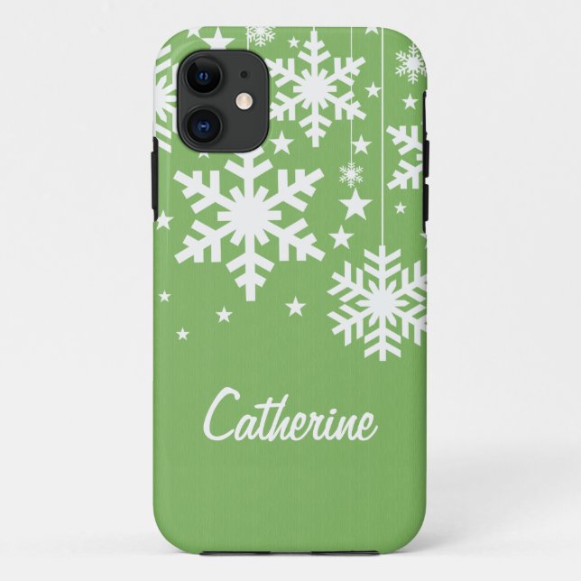 Schneeflocken und Sterne iPhone 5 BT Fall, Grün Case-Mate iPhone Hülle (Rückseite)
