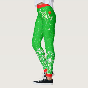 Schneeflocken und Sterne mit glücklichen Ferien Leggings