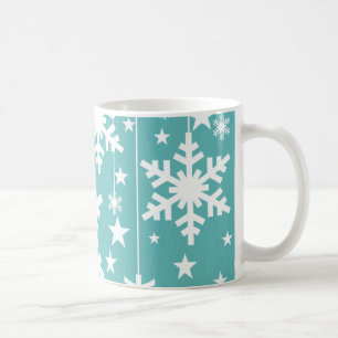 Schneeflocken und Sterne Tasse, Aqua Tasse