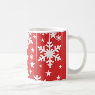 Schneeflocken und Sterne Tasse, Rot Kaffeetasse