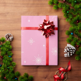 Schneeflocken und Sterne Weichzeichnen Pink Weihna Geschenkpapier