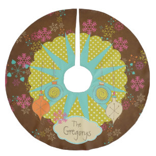 Schneeflocken und Sternexplosion Personalisierter  Polyester Weihnachtsbaumdecke