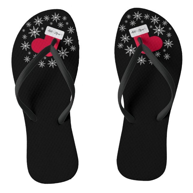 Schneeflocken und Strumpf Name Funny Christmas Flip Flops (Fußbett)