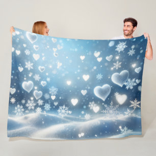 Schneeflocken und Winter-Schneeh Herzen Fleecedecke