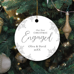Schneeflocken Unsere erste Weihnachts-Verlobte Scr Ornament Aus Metall