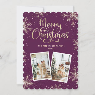 Schneeflocken Violett 2 Foto Weihnachtskarte Feiertagskarte