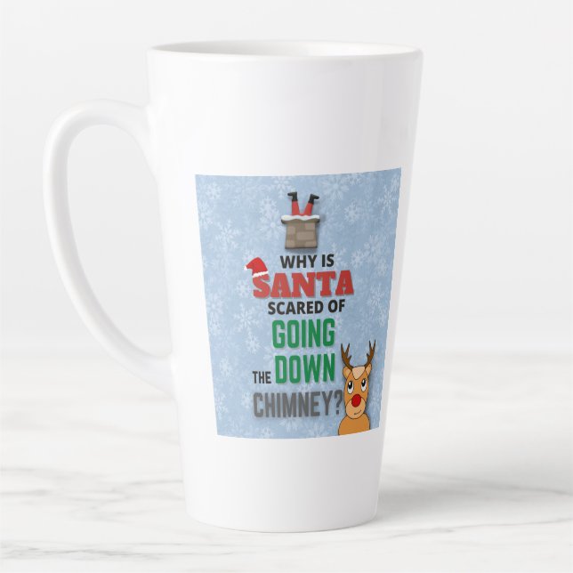 Schneeflocken vom Weihnachtsmann witziger Witz Milchtasse (Links)