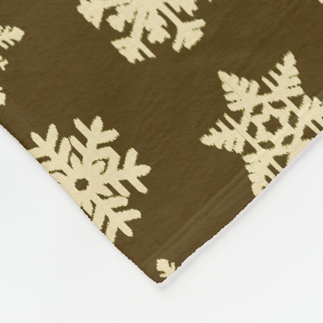 Schneeflocken von Ikat - Beige und Schokolade Brow Fleecedecke (Ecke)