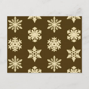 Schneeflocken von Ikat - Beige und Schokolade Brow Postkarte
