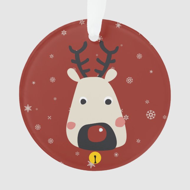 Schneeflocken von Rentieren mit Weihnachten und Ro Ornament (Vorderseite)