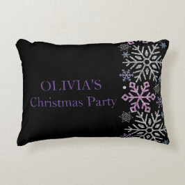 Schneeflocken Weihnachten Lila Silber Dekokissen