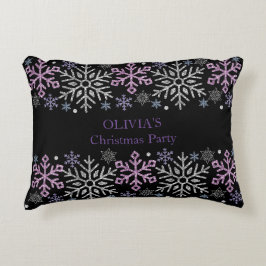 Schneeflocken Weihnachten Lila Silber Dekokissen
