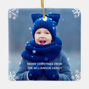 Schneeflocken Weihnachts-Foto Custom Keramikornament