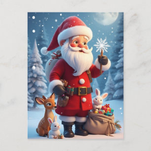 🎅 Schneeflocken-Weihnachts-Magie-Szene ❄️Santa-Fe Postkarte