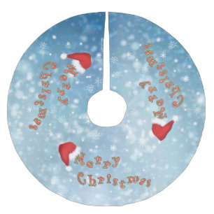 Schneeflocken Weihnachts-Rote Weihnachtsmannmütze Polyester Weihnachtsbaumdecke