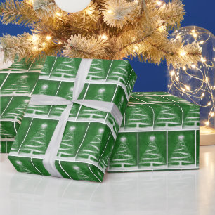 Schneeflocken-Weihnachtsbaum auf Grün Geschenkpapier