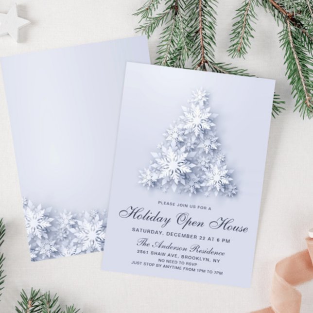 Schneeflocken Weihnachtsbaum Ferienhaus Einladung (Von Creator hochgeladen)