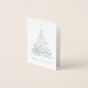 Schneeflocken Weihnachtsbaum Folienkarte