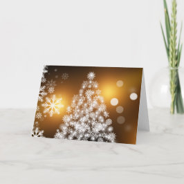 Schneeflocken Weihnachtsbaum mit goldenem Hintergr Feiertagskarte