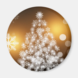 Schneeflocken Weihnachtsbaum mit goldenem Hintergr Magnet
