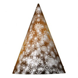 Schneeflocken Weihnachtsbaum mit goldenem Hintergr Partyhütchen