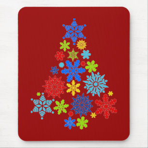 Schneeflocken Weihnachtsbaum Mousepad