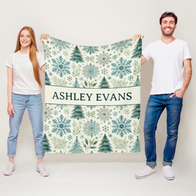 Schneeflocken, Weihnachtsbaummuster - Blanket Fleecedecke (Beispiel)