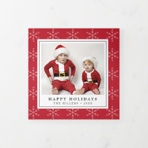 Schneeflocken Weihnachtsfeiertag Trifold Fotokarte Dreifach Gefaltete Urlaubskarte