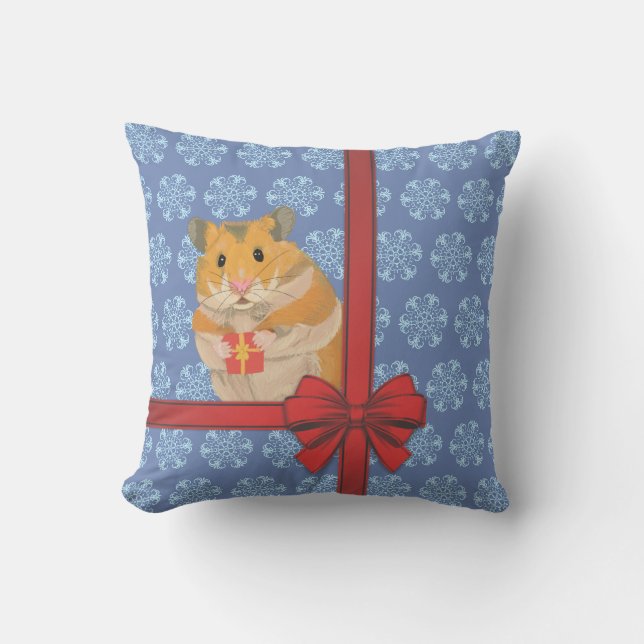 Schneeflocken Weihnachtshamster Kissen (Vorderseite)