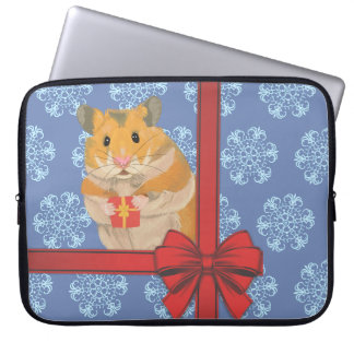 Schneeflocken Weihnachtshamster Laptopschutzhülle