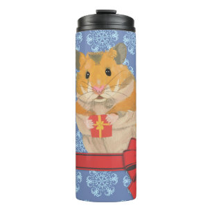 Schneeflocken Weihnachtshamster Thermosbecher