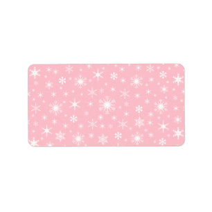 Schneeflocken - Weiß auf Rosa Adressaufkleber