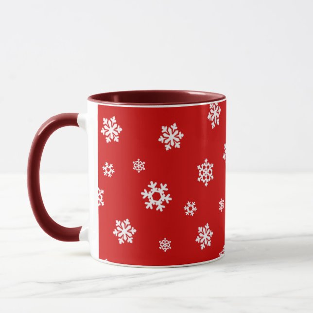 Schneeflocken (weiß) [Weihnachtsmuster] Tasse (Links)