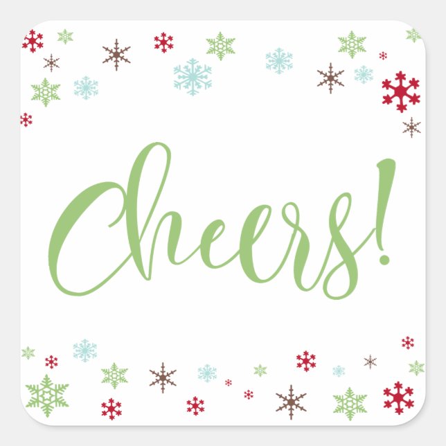 Schneeflocken-Whimsy-Ches, Apfelgrün Quadratischer Aufkleber (Vorderseite)