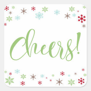 Schneeflocken-Whimsy-Ches, Apfelgrün Quadratischer Aufkleber