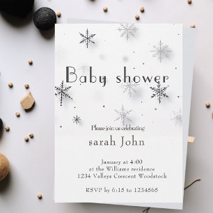 Schneeflocken Winter Babydusche Einladung