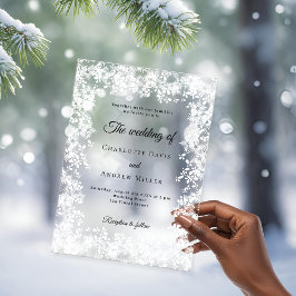 Schneeflocken Winter gefrostete Hochzeit Acryleinladungen