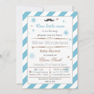 Schneeflocken Winter Mustache Babydusche Einladung