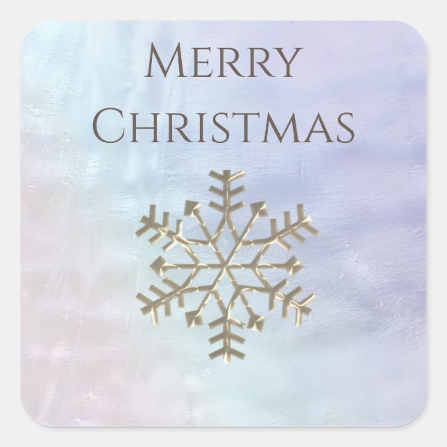 Schneeflocken Winter Romantische Perlholografie Quadratischer Aufkleber (Vorderseite)