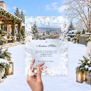 Schneeflocken Winter Schrift klar Hochzeit Acryleinladungen