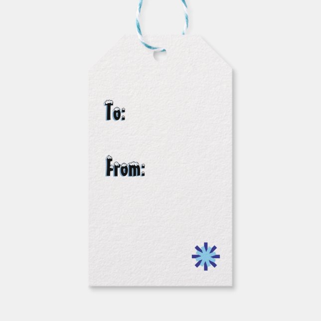 Schneeflocken Winterdesign Blaue Kälte Niedlich Geschenkanhänger (Rückseite)